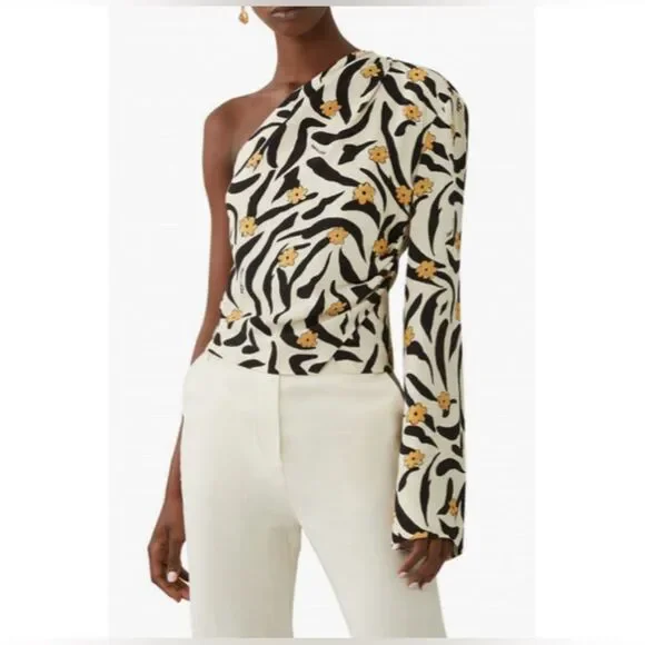 Nanushka Black and Cream Floral Blouse - Picture 2 of 16